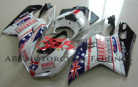White, Blue and Red Australian Flag Fairing Kit for a 2007, 2008, 2009, 2010, 2011 & 2012 Ducati 1098 motorcycle