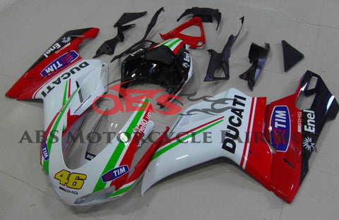 White, Red & Green #46 Fairing Kit for a 2007, 2008, 2009, 2010, 2011 & 2012 Ducati 1098 motorcycle