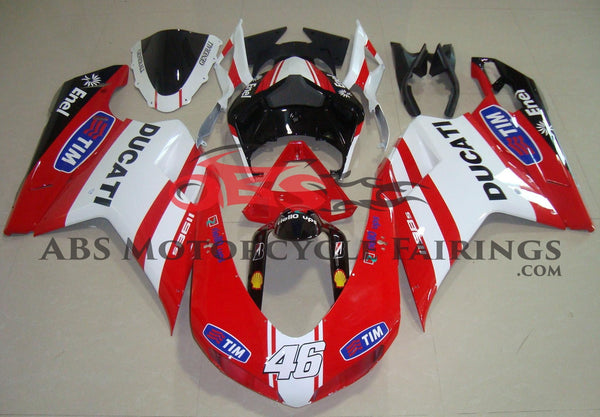 Red, White & Black Tim #46 Fairing Kit for a 2007, 2008, 2009, 2010, 2011 & 2012 Ducati 1098 motorcycle