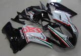 Black, White, Red & Green Fairing Kit for a 2007, 2008, 2009, 2010, 2011, 2012, 2013 & 2014 Ducati 848 motorcycle