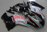 Black, White, Red and Green Fairing Kit for a 2007, 2008, 2009, 2010, 2011 & 2012 Ducati 1098 motorcycle