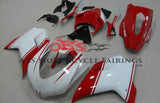 White & Red Evo Race Fairing Kit for a 2007, 2008, 2009, 2010, 2011, 2012, 2013 & 2014 Ducati 848 motorcycle