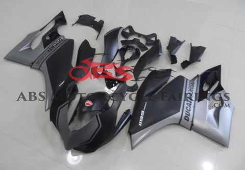 Matte Black & Matte Grey Fairing Kit for a 2011 & 2014 Ducati 1199 motorcycle.