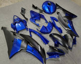 Blue and Matte Black Fairing Kit for a 2008, 2009, 2010, 2011, 2012, 2013, 2014, 2015 & 2016 Yamaha YZF-R6 motorcycle