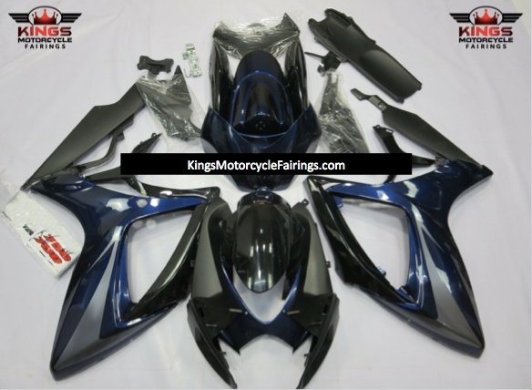 Dark Blue, Gray and Black Fairing Kit for a 2006 & 2007 Suzuki GSX-R600 motorcycle