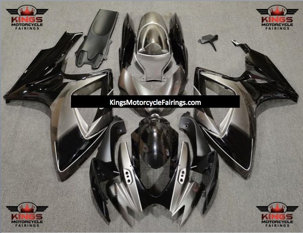Dark Silver and Black Fairing Kit for a 2006 & 2007 Suzuki GSX-R750 motorcycle