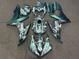 Teal Green, White and Gray Camouflage Fairing Kit for a 2004, 2005 & 2006 Yamaha YZF-R1 motorcycle