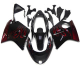 Black and Dark Red Flames Fairing Kit for a 1996, 1997, 1998, 1999, 2000, 2001, 2002, 2003, 2004, 2005, 2006 & 2007 Honda CBR1100XX Super Blackbird motorcycle