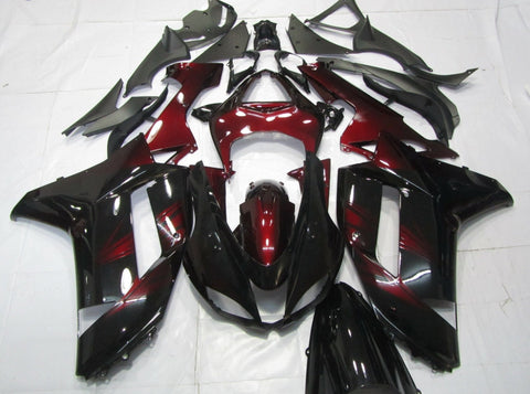 Fairing kit for a Kawasaki Ninja ZX6R 636 (2007-2008) Black & Burgundy Red
