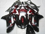 Black and Burgundy Red Fairing Kit for a 2007 & 2008 Kawasaki Ninja ZX-6R 636 motorcycle