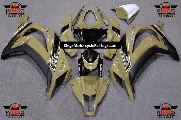 Fairing kit for a Kawasaki Ninja ZX10R (2011-2015) Desert Tan, Black & White