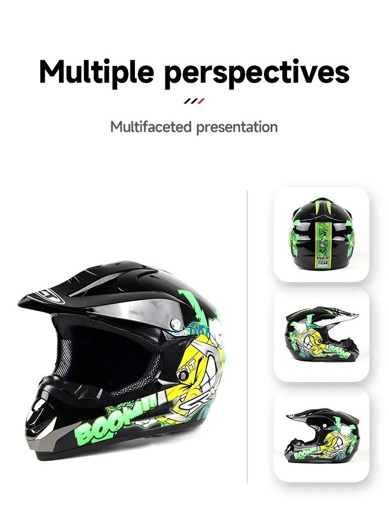 Matte Black, Red & Yellow Monkey Dirt Bike Motorcycle Helmet