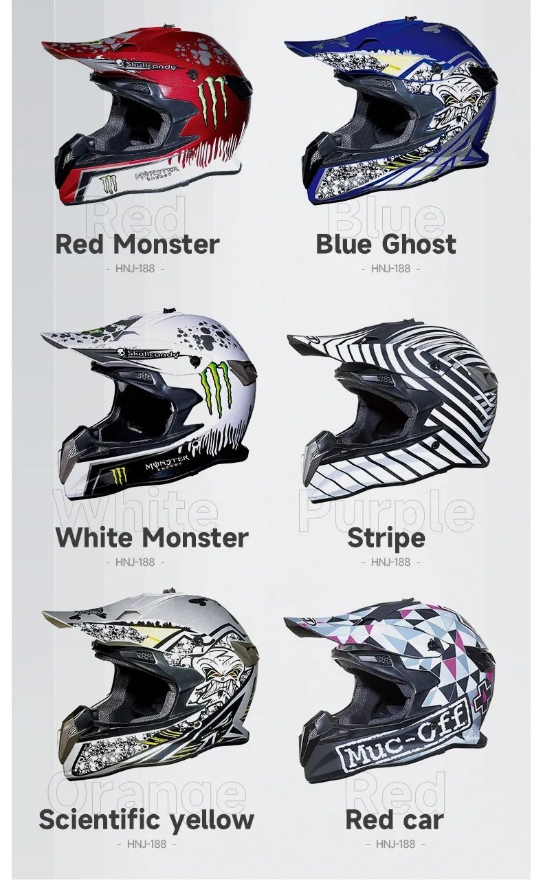 Black, White, Red & Silver Dirt Bike Motorcycle Helmet