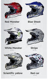 Black, White, Yellow, Blue & Red Dirt Bike Motorcycle Helmet