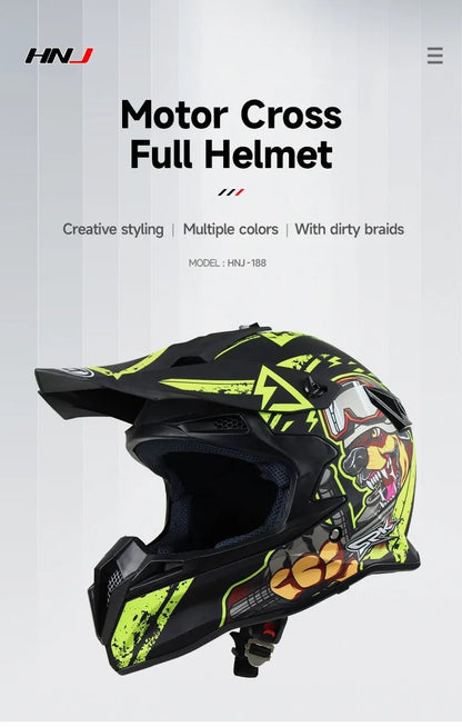 White & Black Zebra Stripe Dirt Bike Motorcycle Helmet