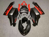 Matte Black and Red Fairing Kit for a 2005 & 2006 Ducati 749 motorcycle
