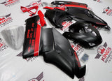 Matte Black and Red Fairing Kit for a 2005 & 2006 Ducati 749 motorcycle