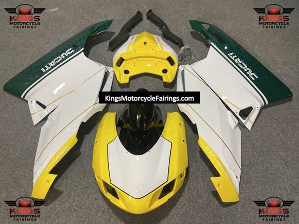 Ducati 749 (2005-2006) Yellow, White & Green Race Fairings at KingsMotorcycleFairings.com