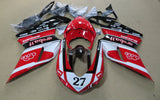 Red, White and Black #27 Fairing Kit for a 2007, 2008, 2009, 2010, 2011, 2012, 2013 & 2014 Ducati 848 motorcycle
