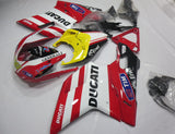 Red, White, Black and Yellow Fairing Kit for a 2007, 2008, 2009, 2010, 2011, 2012, 2013 & 2014 Ducati 848 motorcycle