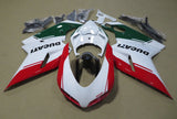 White, Red and Green Fairing Kit for a 2007, 2008, 2009, 2010, 2011 & 2012 Ducati 1198 motorcycle