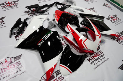 Ducati 848 (2007-2014) Black, White & Red Corse Fairings at KingsMotorcycleFairings.com