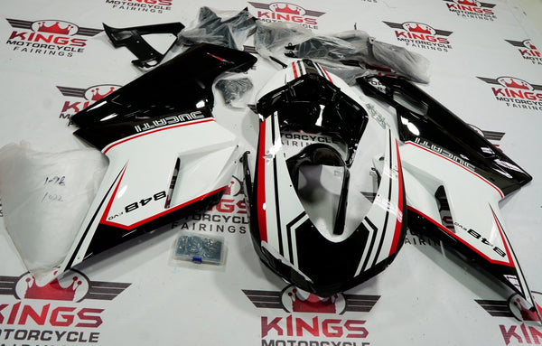 Ducati 848 (2007-2014) Black, White & Red Tricolor Fairings - KingsMotorcycleFairings.com