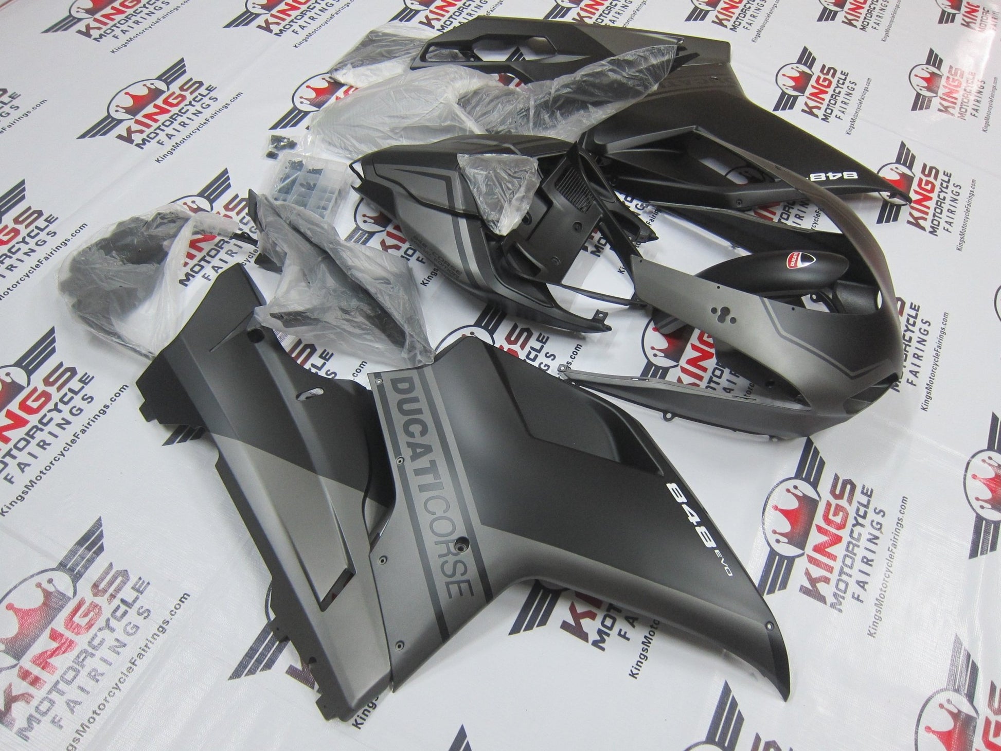 Ducati 848 (2007-2014) Matte Black & Matte Gray Fairings at KingsMotorcycleFairings.com