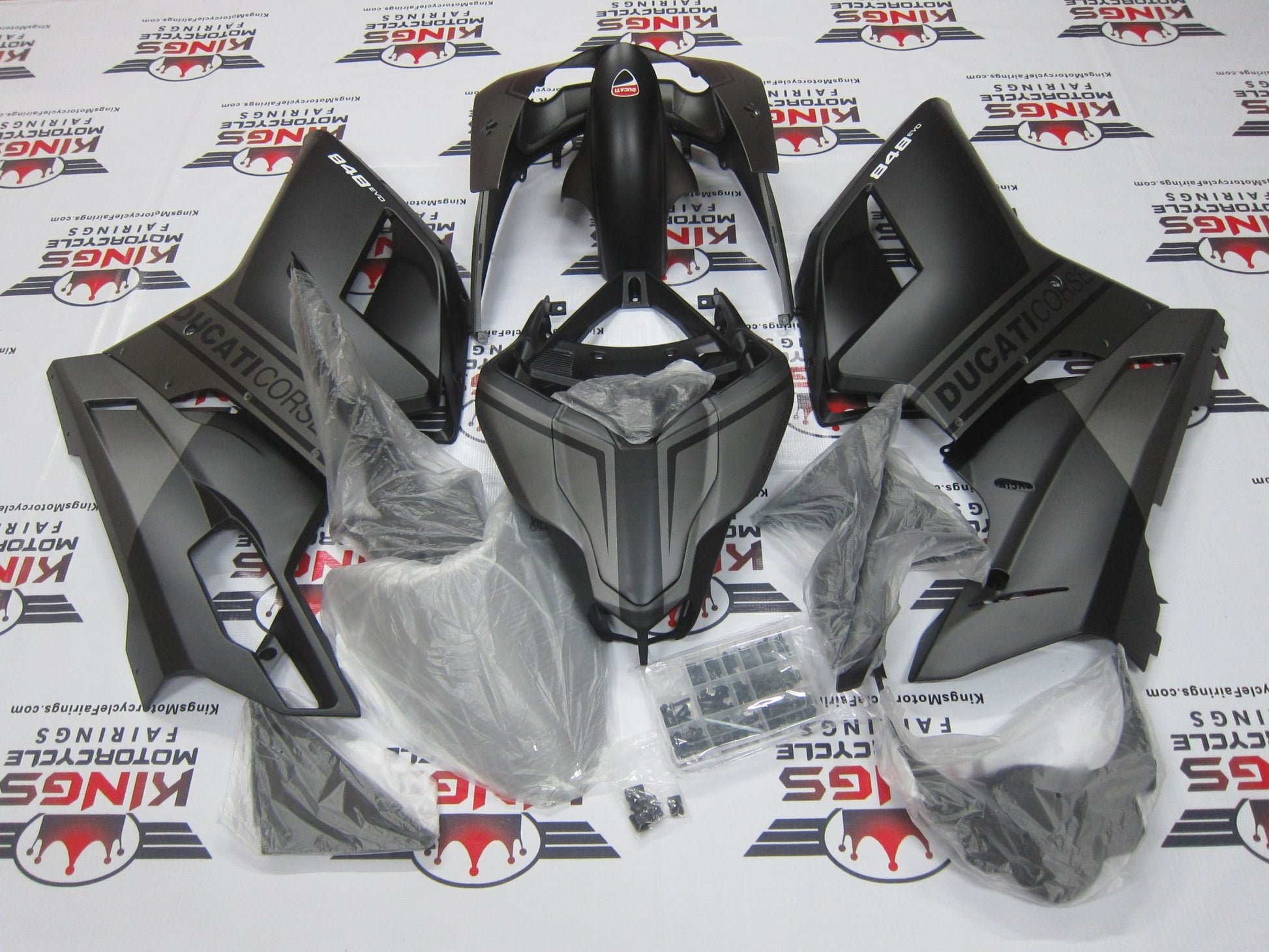 Ducati 848 (2007-2014) Matte Black & Matte Gray Fairings at KingsMotorcycleFairings.com
