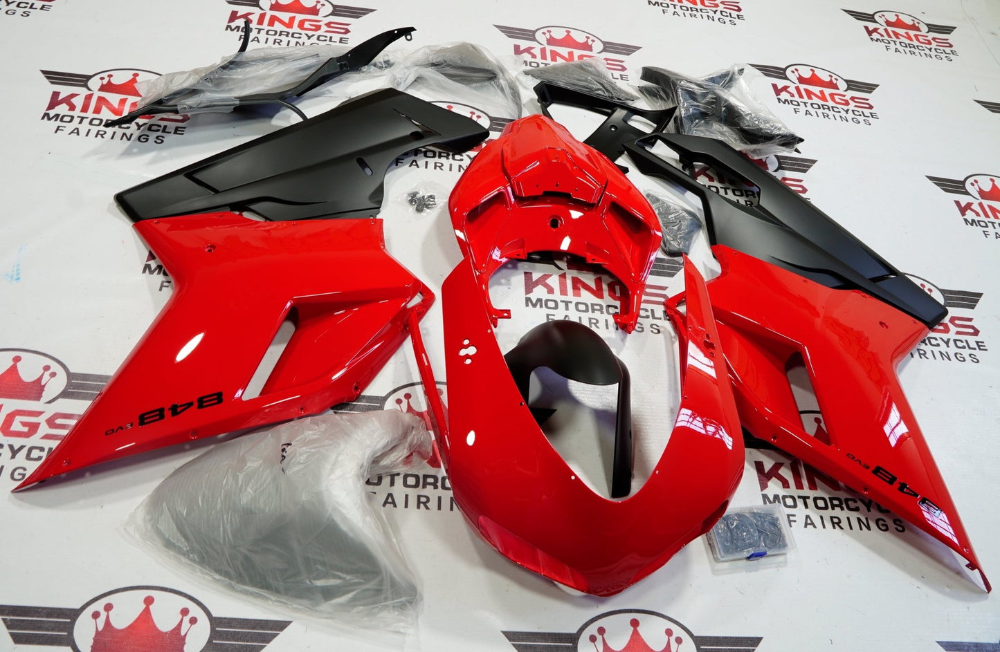 Ducati 848 Fairing kit (2007-2014) Red, Matte Black at KingsMotorcycleFairings.com