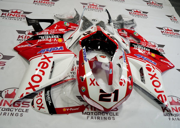 Ducati 848 Fairings (2007-2014) Red, White Xerox #21 at KingsMotorcycleFairings.com