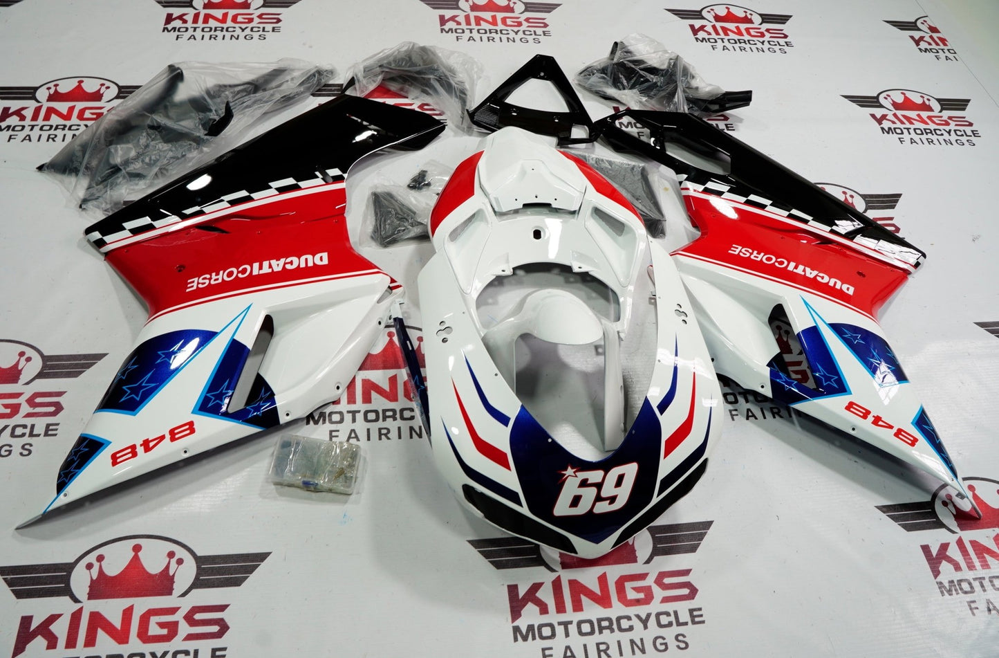 Ducati 848 (2007-2014) Red, White & Blue Corse Star #69 Fairings