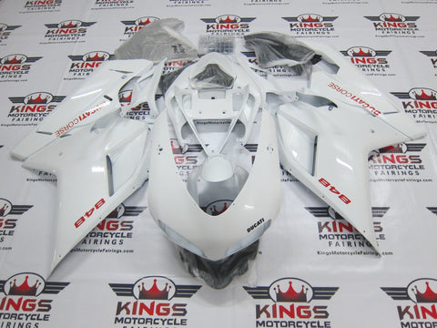 Ducati 848 (2007-2014) White & Red Corse Fairings at KingsMotorcycleFairings.com