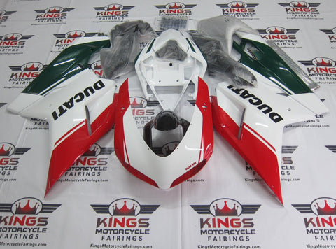 Ducati 848 (2007-2014) White, Red & Green Fairings at KingsMotorcycleFairings.com