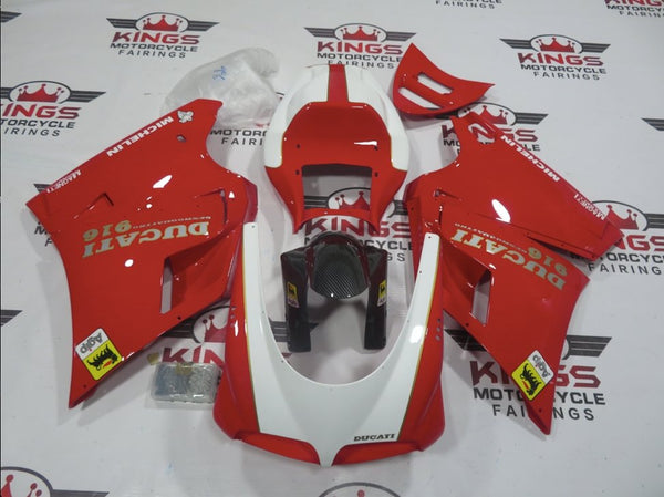 Ducati 916 (1994-1999) Red, White, Black & Gold Pinstripe Fairings