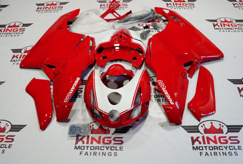 Ducati 999 (2003-2004) All Red & White Fairings by KingsMotorcycleFairings.com