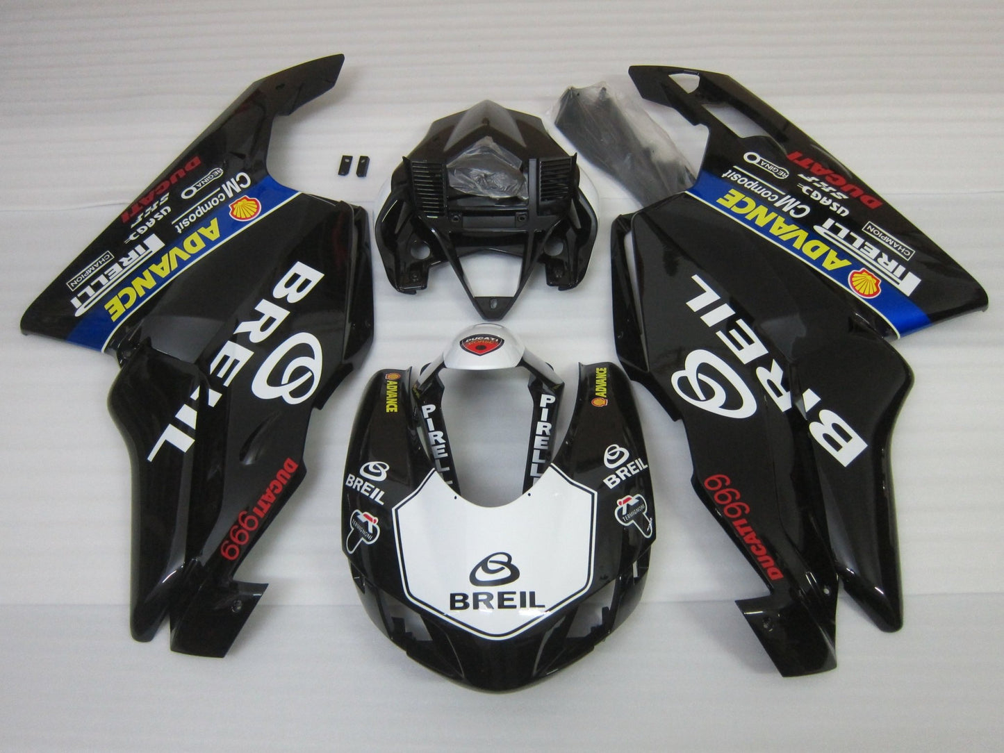 Ducati 999 (2005-2006) Black, White Breil Race Fairings at KingsMotorcycleFairings.com