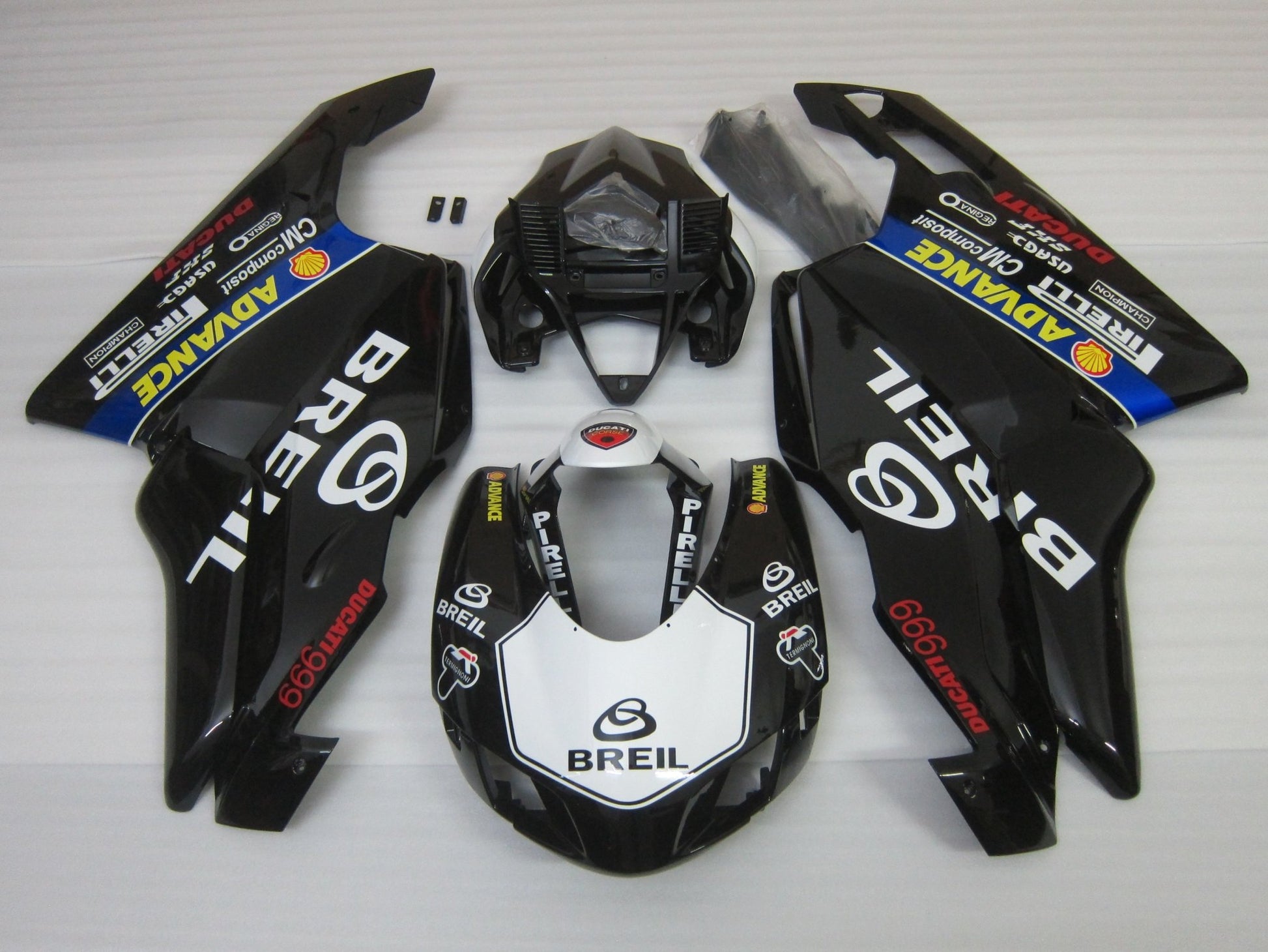 Ducati 999 (2005-2006) Black, White Breil Race Fairings at KingsMotorcycleFairings.com