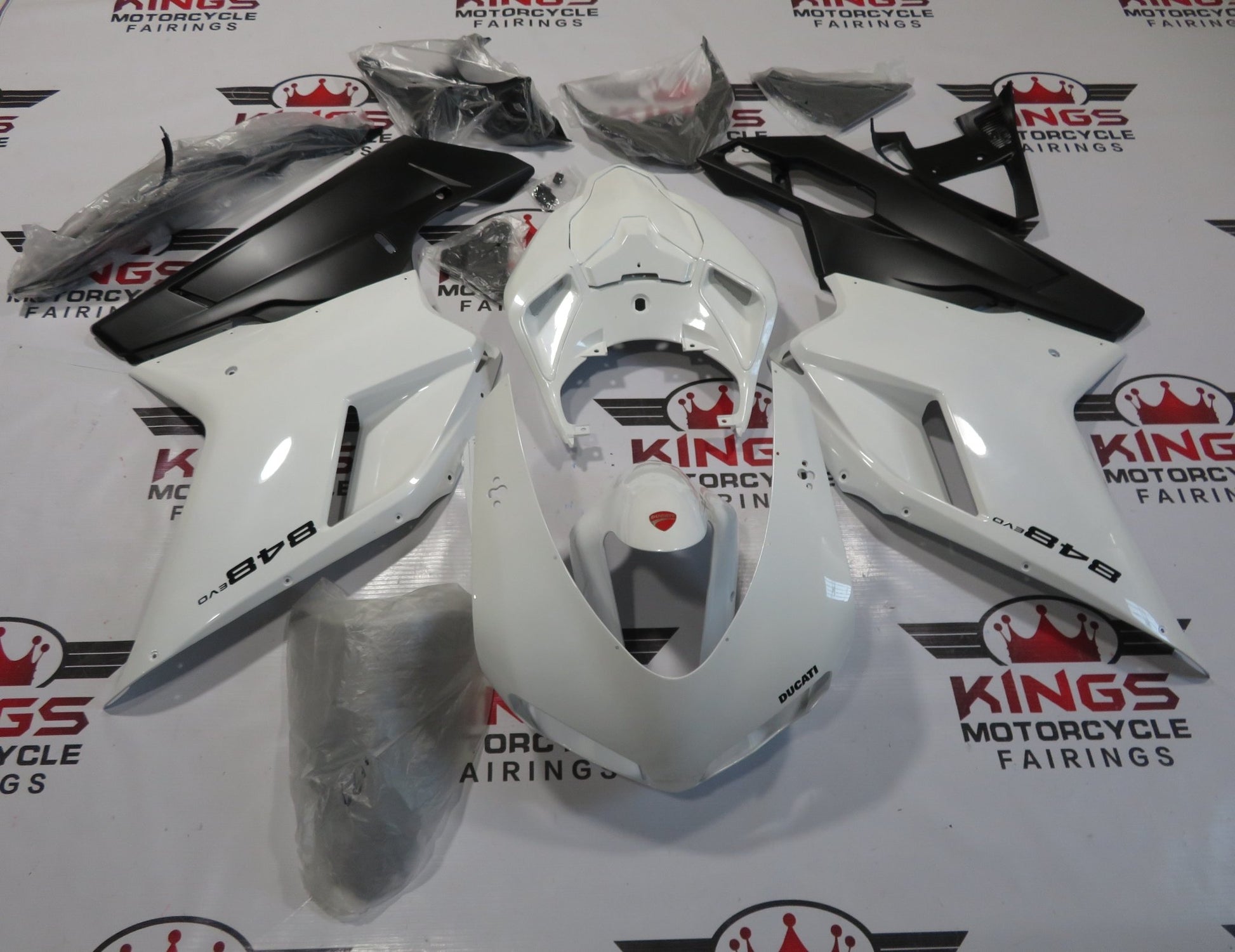 Ducati 1098 Body Fairings (2007-2012) White, Matte Black at KingsMotorcycleFairings.com
