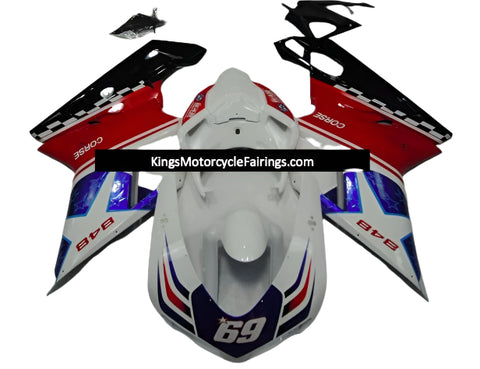 Ducati 1098 Fairings (2007-2012) White, Red, Blue, Black Corse Star #69 at KingsMotorcycleFairings.com