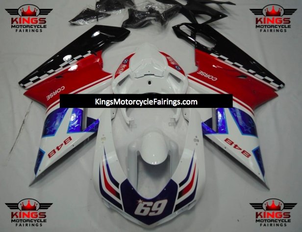 Ducati 1198 Fairings (2007-2012) White, Red, Blue, Black Corse Star #69 at KingsMotorcycleFairings.com