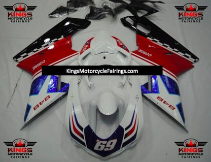 Ducati 1198 Fairings (2007-2012) White, Red, Blue, Black Corse Star #69 at KingsMotorcycleFairings.com