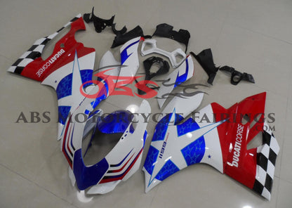 Ducati 1199 (2011-2014) White, Blue & Red Corse Star Fairings at KingsMotorcycleFairings.com