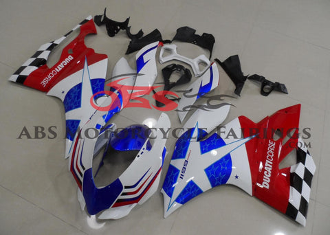 Ducati 1199 (2011-2014) White, Blue & Red Corse Star Fairings at KingsMotorcycleFairings.com
