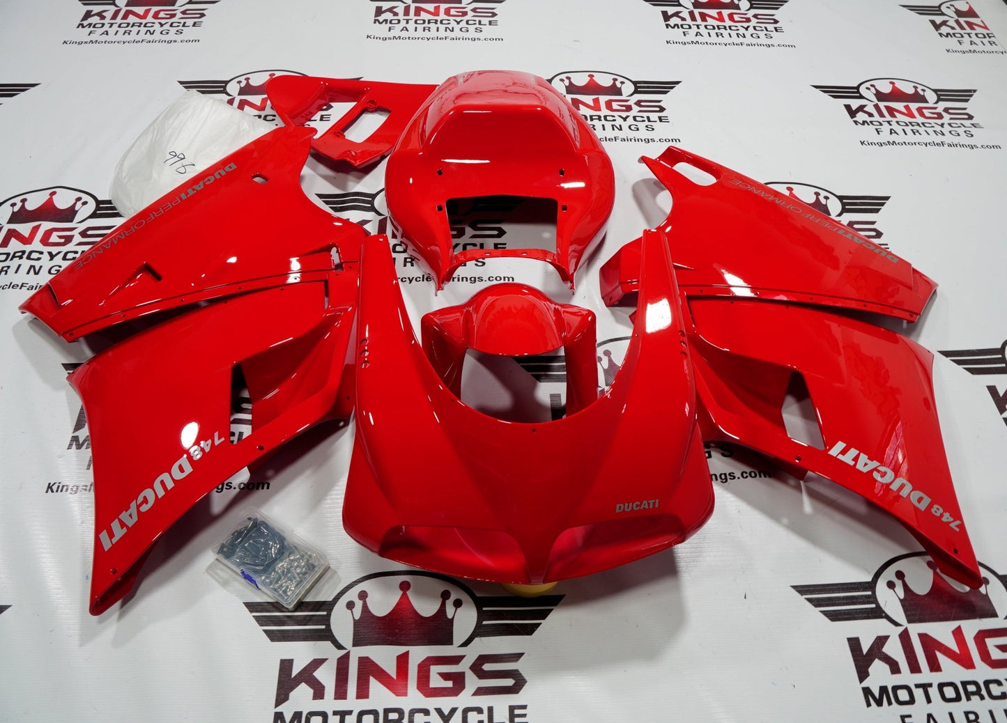 Ducati 748 (1994-2003) Red, Silver Fairings at KingsMotorcycleFairings.com