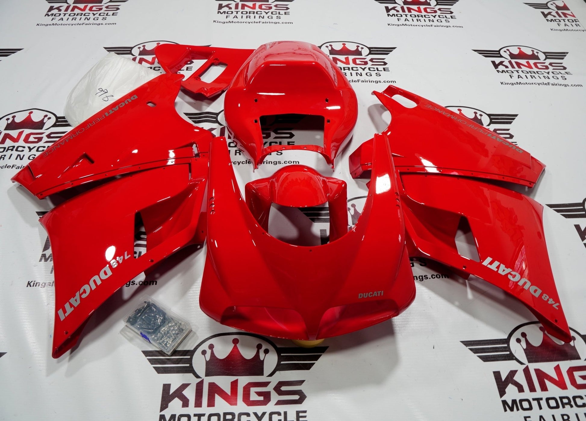 Ducati 748 (1994-2003) Red, Silver Fairings at KingsMotorcycleFairings.com