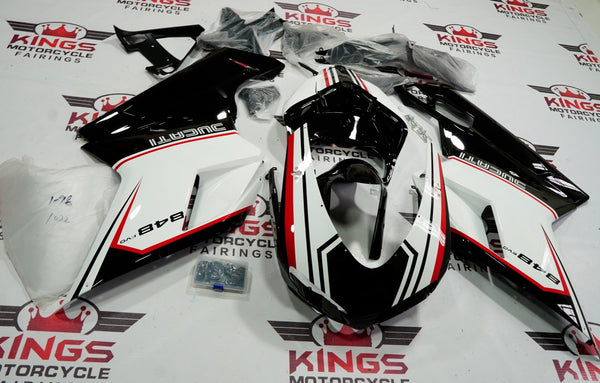 Ducati 848 (2007-2014) Black, White & Red Tricolor Fairings at KingsMotorcycleFairings.com