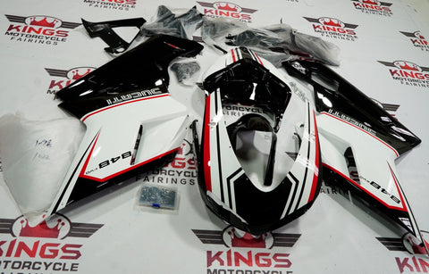 Ducati 848 (2007-2014) Black, White & Red Tricolor Fairings at KingsMotorcycleFairings.com