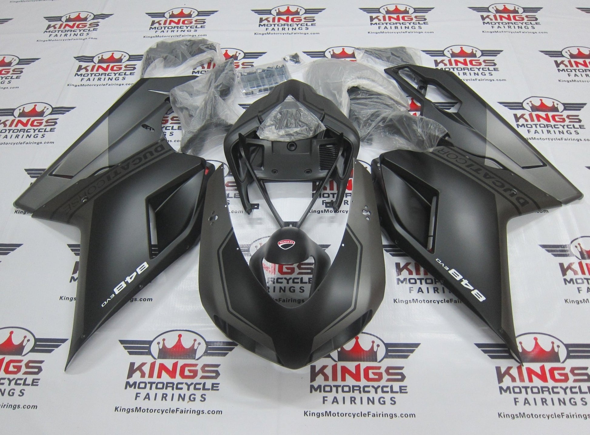 Ducati 848 (2007-2014) Matte Black & Matte Gray Fairings at KingsMotorcycleFairings.com