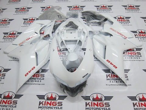 Ducati 848 (2007-2014) White, Red Corse Fairings at KingsMotorcycleFairings.com